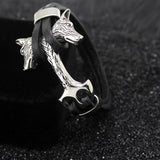 Vargkors Läderarmband Svart