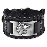 Läderarmband Vargmotiv Metall